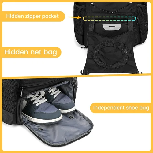 Vista 3 de Mochila para equipamiento de sóftbol, mochila para béisbol para niñas jóvenes y adultas, ligera con compartimento para zapatos, gancho para valla