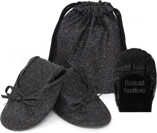 Vista 18 de Silky Toes Zapatos planos plegables para mujer, zapatos de ballet para A-Negro
