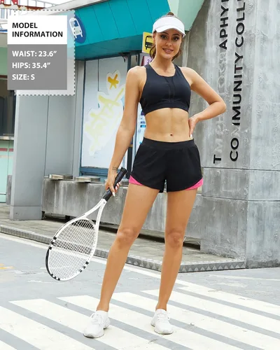 Vista 6 de Holipick Pantalones cortos de correr de 3 pulgadas con bolsillos para mujer, pantalones cortos deportivos de entrenamiento deportivo con forro