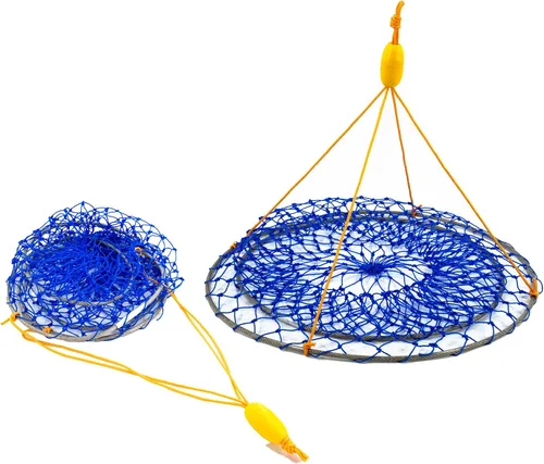 Vista 8 de Stainless Collapsible Crab Net with 100ft Rope, Bait Bag, Clip & Ruler – 6 Pieces Portable Crab Trap for Easy Storage – Durable Grid Design for Dock