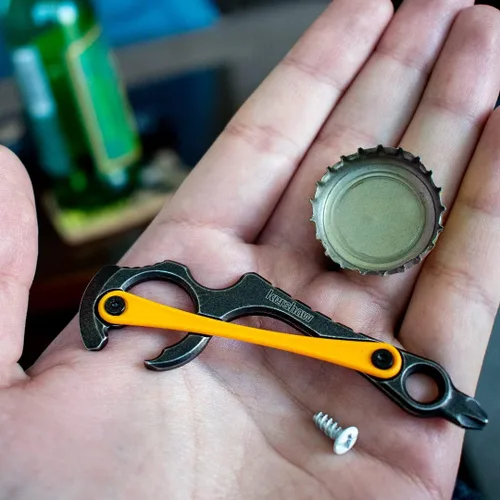 Vista 4 de Kershaw Downforce - Llavero multifunción, naranja, llavero con abrebotellas, destornillador Phillips y cabeza plana, mini barra de palanca y agujero