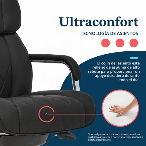 Vista 6 de La-Z-Boy Sutherland CHR10048A - Silla giratoria ergonómica de piel Negro