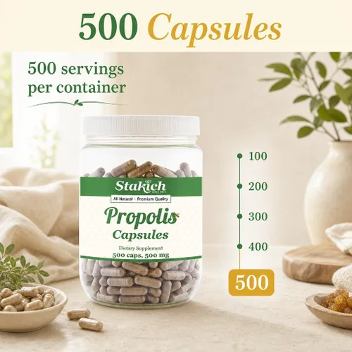 Vista 5 de Stakich Cápsulas de 500 mg (cápsulas de propóleo 500 mg (500 unidades)