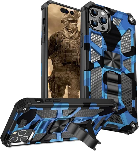 Vista 35 de CCSmall Funda de camuflaje para Apple iPhone 14 para hombres, protección resistente a prueba de golpes con función atril para iPhone 14 MC verde