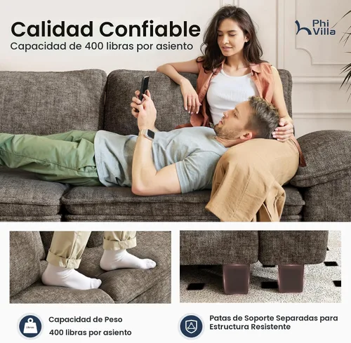 Vista 8 de PHI VILLA Conjuntos de sofás modulares Cloud, juego de sofá seccional de 2 piezas con sofá cama, sofá cómodo de 3 plazas para sala de estar y Ceniza