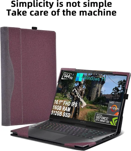 Vista 2 de Funda para portátil HP OMEN 16 de 16.1 pulgadas (16t-k000/ 16t-b100/16-n0797nr/16zn000/16-k0797nr/16zn000) Funda desmontable de piel sintética