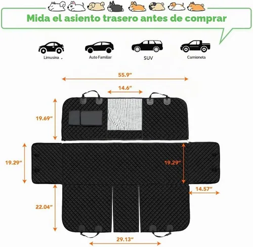 Vista 6 de Vailge - Fundas para asiento de coche para perros 100% impermeables convertibles, funda para asiento de perro impermeable con ventana de malla Negro