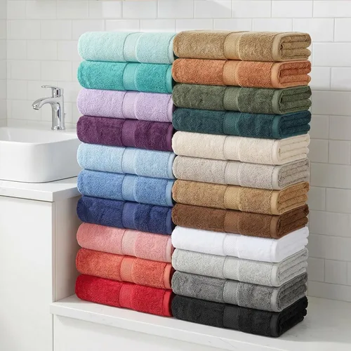 Vista 7 de Superior Juego de 4 toallas de baño de pile de algodón egipcio, toallas de lujo ultra suaves, esenciales de felpa gruesa, absorbentes