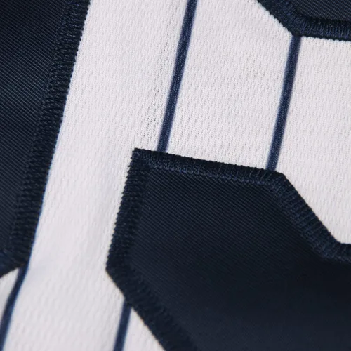 Vista 8 de 99 Parches bordados de jersey de béisbol Jersey blanco cosido con rayas azul marino