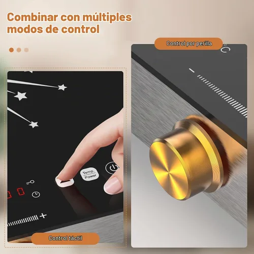 Vista 5 de Placa eléctrica de 2 quemadores con mango de 110 V, 2000 W Shard Power 24 Inch Ceramic Stove Top Countertop Burner, Knob and Touch Control with