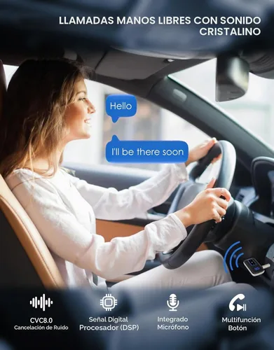 Vista 4 de Receptor AUX Bluetooth 5.3 para coche, pantalla LED, cancelación de ruido 3.5mm AUX Bluetooth Adapter for Home Stereo/Wired Headphones/Speaker