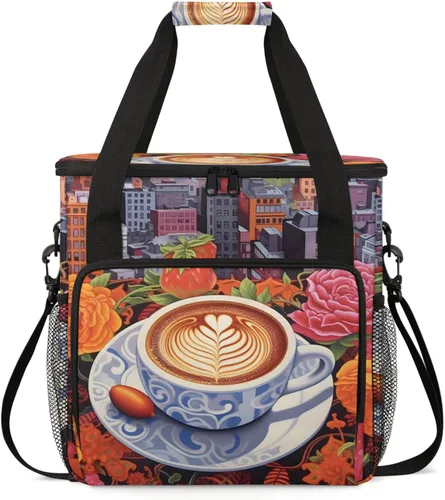 Vista 13 de Bolsa de viaje para cafetera con forma de donut para Keurig K-Mini/K-Mini Plus con aislamiento impermeable con bolsillos para K-Cup portátil de una