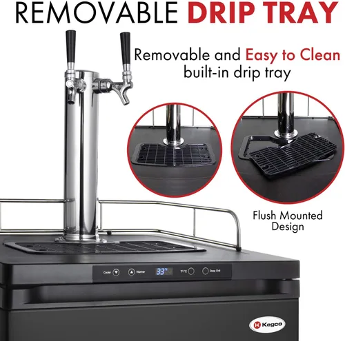 Vista 5 de Kegco 3PHBK309B-2 Dispensador de barriles, 2 grifos, negro