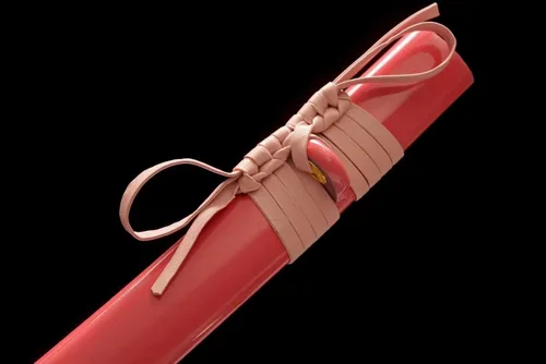 Vista 7 de Katana samurái funcional de espiga completa de 41 pulgadas, hecha a mano japonesa T10, acero al carbono, arcilla templada, espada rosa real Hamon