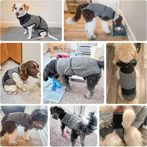 Vista 5 de BEAUTYZOO Traje de recuperación para perros, traje de cirugía para perros, esterilización femenina, mameluco de recuperación quirúrgica para perros