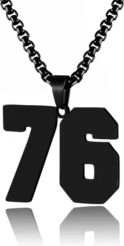 Vista 97 de Collar de Número Dorado para Hombre, Cadena de Acero Inoxidable con Colgante de Número para Atletas, Joyería Deportiva Personalizada para Niños