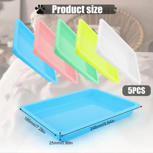 Vista 2 de TOYMIS 5 bandejas y sartenes de plástico para gatos de interior (5 colores)