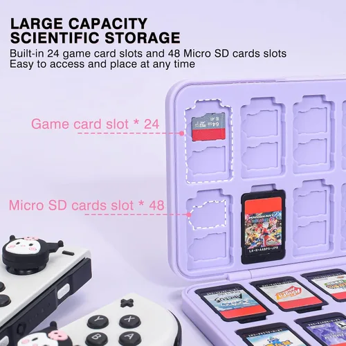 Vista 5 de DLseego Little Evil Rabbit - Funda de juego para SwitchLiteOLED, 24 ranuras para tarjetas de juego y 48 ranuras para tarjetas Micro SD, cartucho