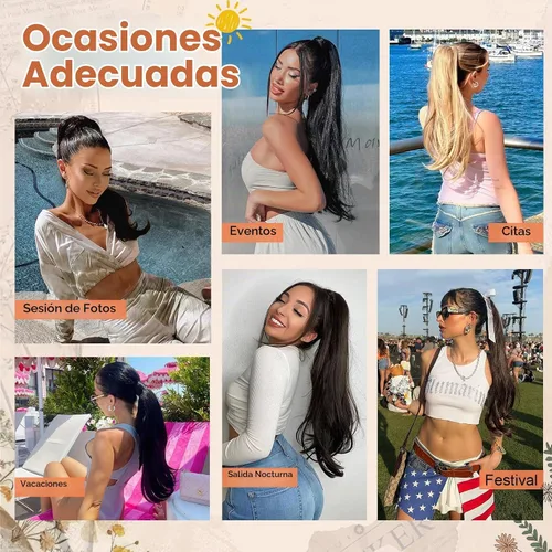 Vista 7 de SEIKEA Extensión versátil de cola de caballo con cordón, 18 pulgadas de largo, ondulado, con clip de varias capas, extensiones de cabello de cola