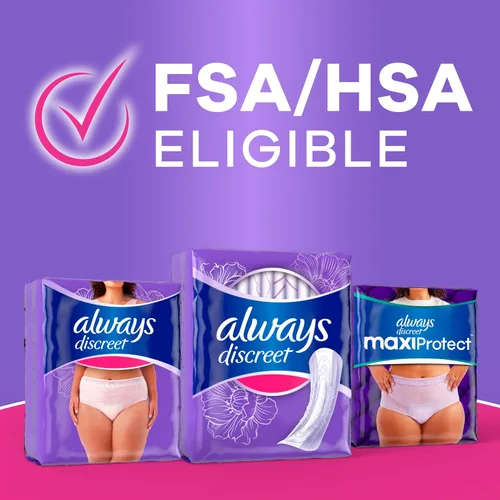 Vista 9 de Always Discreet - Toallas para incontinencia adulta para mujer, absorción ligera, longitud regular, toallas posparto, 30