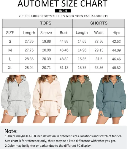 Vista 6 de AUTOMET Conjunto de 2 piezas de gran tamaño para mujer, sudadera a juego con media cremallera