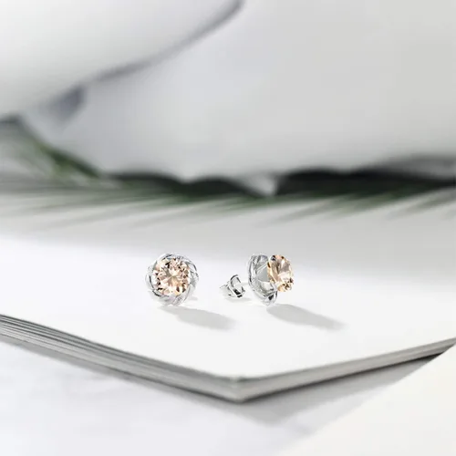 Vista 45 de Gem Stone King Aretes de plata de ley 925 de 0.236 in con piedra natal redonda para mujer