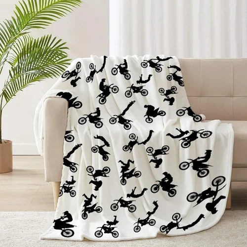 Vista 44 de Manta de forro polar suave para regalo de motocicletas de motocross, manta acogedora de franela, aire acondicionado, 50x40 pulgadas para niños