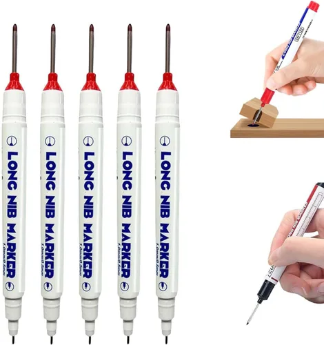 Vista 21 de 5PCS Long Head Deep Hole Markers, 45MM Long Nib Oil Ink Carpenter Pen 45MM Black