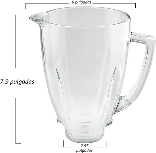 Vista 3 de Piezas de repuesto Frasco de vidrio de 6 tazas con cuchilla, compatible con licuadoras Oster