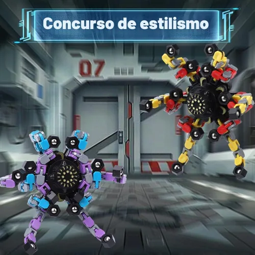 Vista 4 de Juguete giratorio transformable para niños y adultos, juguete giratorio de cadena robot deformable para niños y niñas, juguetes sensoriales