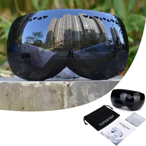Vista 6 de Supertrip Gafas de esquí profesionales para hombres y mujeres, doble lente antivaho grandes esféricos, unisex, multicolor, gafas de nieve