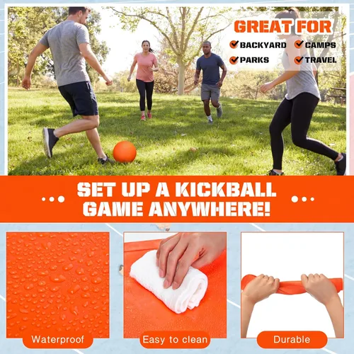 Vista 5 de Jenaai El juego de 9 piezas de kickball deportivo incluye 2 piezas de Kickball, 5 bases de marcador y bomba de baloncesto, fútbol, béisbol, tenis