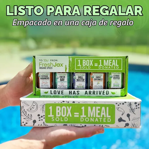Vista 3 de FreshJax Gourmet especias y sazonadores, caja de regalo (juego de 5) Gourmet five-pack BBQ rub spices for steak, chicken, and seafood, making it