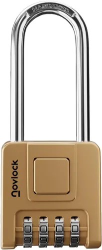 Vista 11 de Candado de Combinación de Grillete Largo de 2.76 Pulgadas para Exteriores e Interiores Resistente, Resistente a la Intemperie, Seguridad de 4