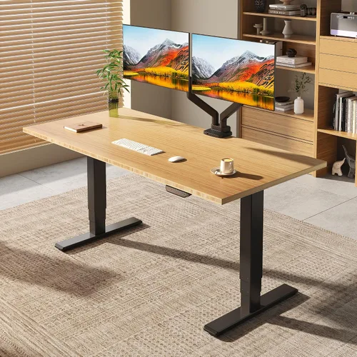 Vista 16 de FLEXISPOT E6 MAX Woodix - Escritorio de pie de madera maciza de acacia de 48 x 24 pulgadas, doble motor, resistente, capacidad de 330 libras