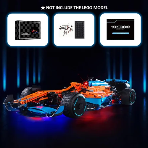 Vista 5 de YEABRICKS Kit de luces LED para Lego – Technic McLaren Formula 1 modelo de bloques de construcción de autos de carreras, juego de luces LED