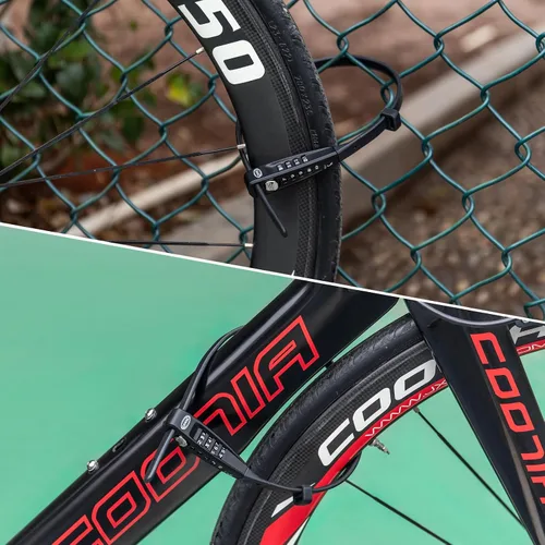 Vista 2 de CXWXC Cerradura de amarre con cremallera, 4 dígitos para casco de bicicleta, motocicleta, patineta, esquís, snowboard, cochecito y gabinete, ideal