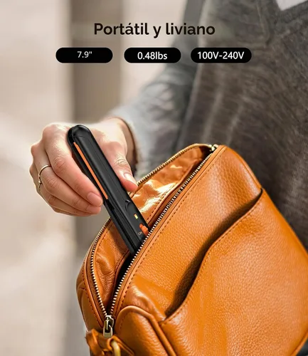 Vista 3 de Terviiix Mini plancha plana, plancha de pelo de 1/2 pulgada para hombres, naranja