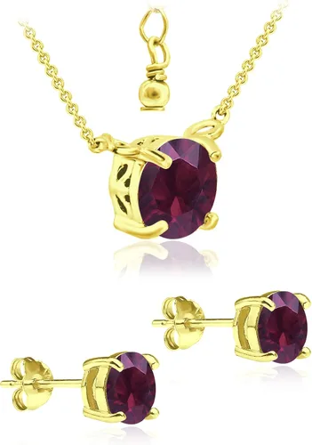 Vista 2 de CRYSTAL ICE Pendientes y collar de plata de ley chapados en oro, cristal europeo