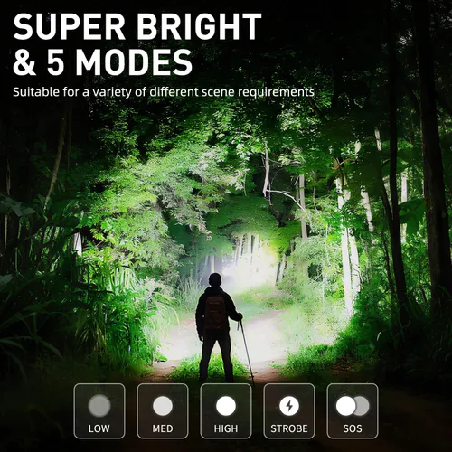 Vista 2 de SuperFire Linterna frontal recargable de 1000 lúmenes, luz impermeable para manos libres con 5 modos y base magnética, regalo para hombres, papás