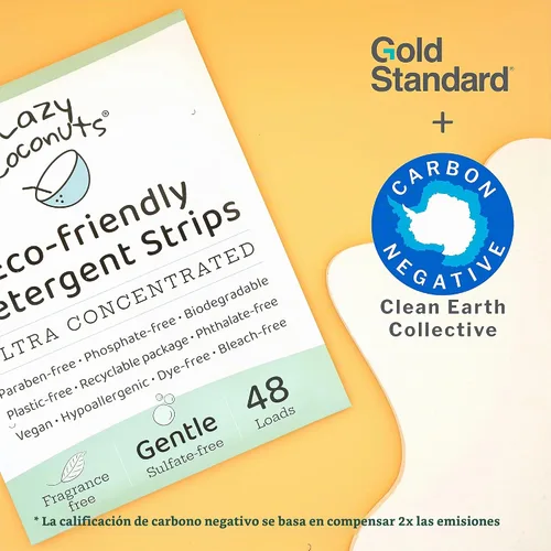Vista 3 de Lazy Coconuts - Hojas de detergente para ropa, 48 cargas, sin sulfato