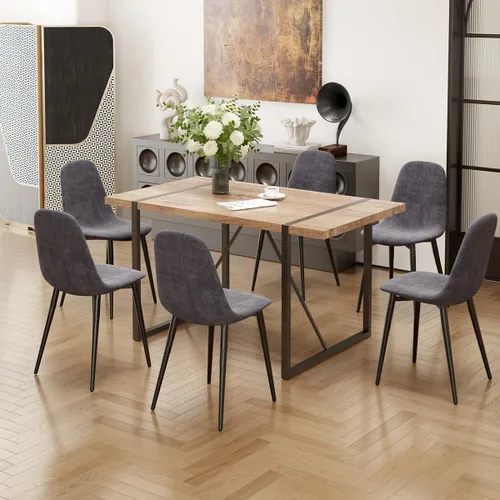 Vista 13 de Mesa de Comedor para 4-6, Mesa de Cocina de 55'', Mesas de Cocina y Comedor, Mesa de Comedor de Madera MDF con Patas de Metal para Sala de Estar
