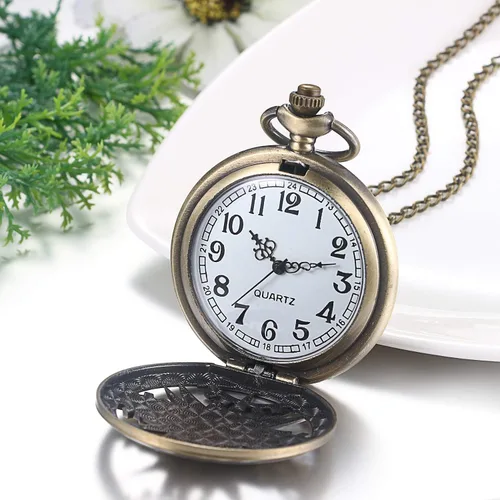 Vista 2 de JewelryWe Reloj de bolsillo con diseño de mapa de The Marauder's - Reloj de cuarzo clásico con cadena