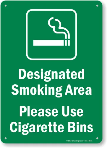 Vista 12 de SmartSign 10 x 14 pulgadas "Zona de Fumar Designada - Coloque los Cigarrillos Apagados en el Contenedor Proporcionado" Cartel de Metal, Aluminio