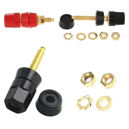 Vista 5 de 0.157 in Banana Binding Post Socket Panel Mount Rojo Negro, Paquete de 4