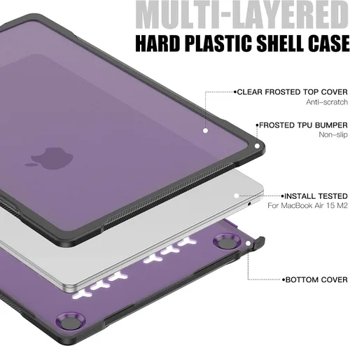 Vista 3 de Tuiklol Funda rígida protectora resistente con cubierta de teclado para MacBook Air de 15.3 pulgadas 2025 2024 2023 con chip M4/M3/M2