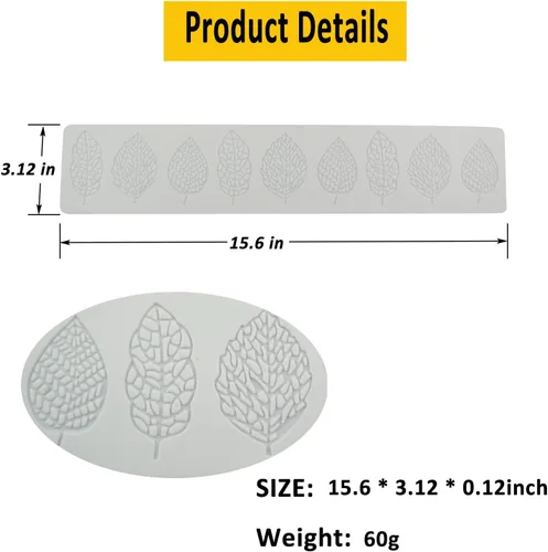 Vista 2 de Molde de encaje de fondant de hojas huecas, molde de encaje de silicona con formas de flores de múltiples hojas, molde de silicona 3D, molde