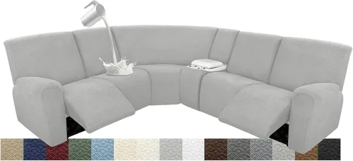 Vista 90 de Fundas para sofá modular reclinable, impermeable, en forma de L, lavable, para sofá reclinable en forma de L, súper elásticas, suaves, para esquinas