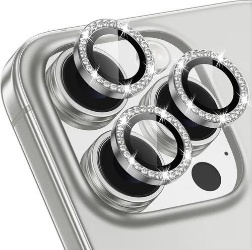 Vista 46 de Protector de lente de cámara para iPhone 15 Pro/iPhone 15 Pro Max, anillo de metal individual, dureza 9H, protector a prueba de arañazos, accesorios