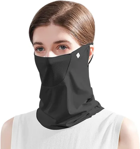 Vista 18 de Protector facial unisex UV multiusos protector para el cuello, polaina elástica para la cara con bucles para las orejas
